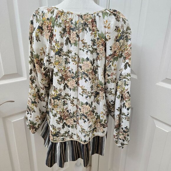 One Teaspoon Peasant Blouse Small Floral Lace up High Low Cottagecore fairy - Picture 3 of 15